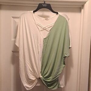 ADORA Two-Tone White and Green Women's Top